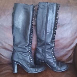 Charles David Knee High Lace Up Griot Boot